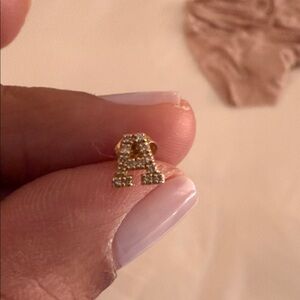 RCJ “A” Diamond Initial 14K Yellow Gold Earring